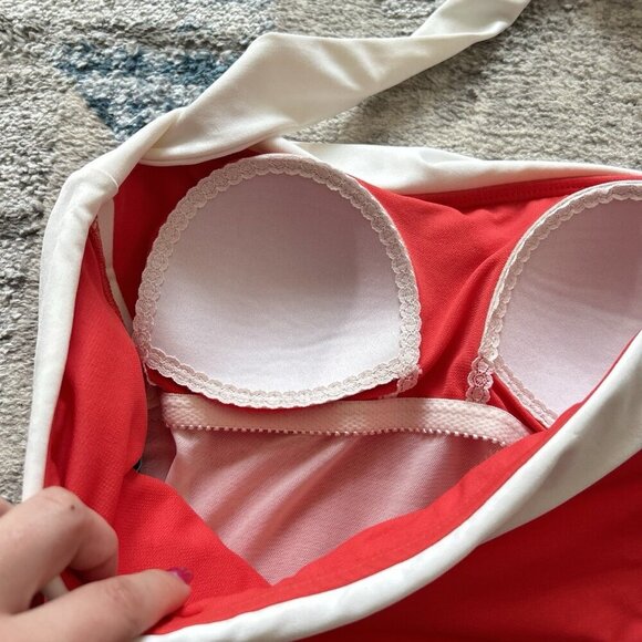 Lauren Ralph Lauren Womens Swimuit Bel-Air One Piece Halter Red Summer Beach - Picture 5 of 7